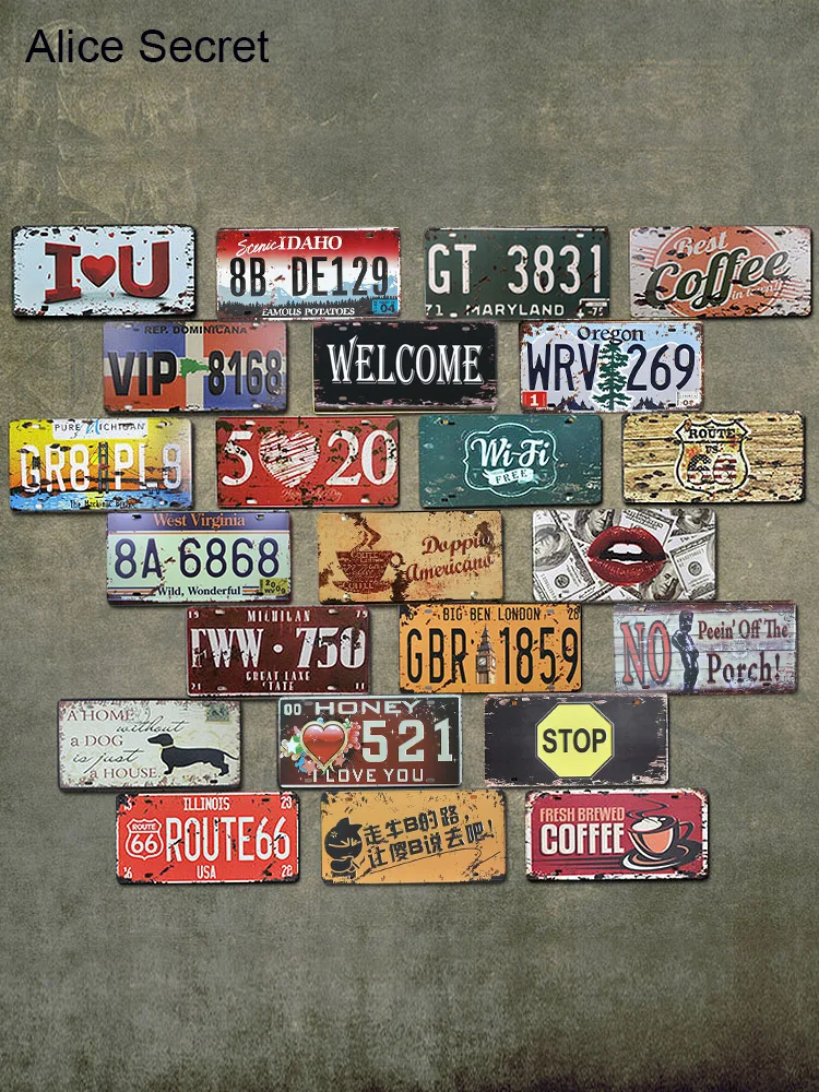 New Car Metal License Plate Vintage Home Decor Tin Sign Bar Pub Garage Cafe Decorative Painting Plaque | Дом и сад