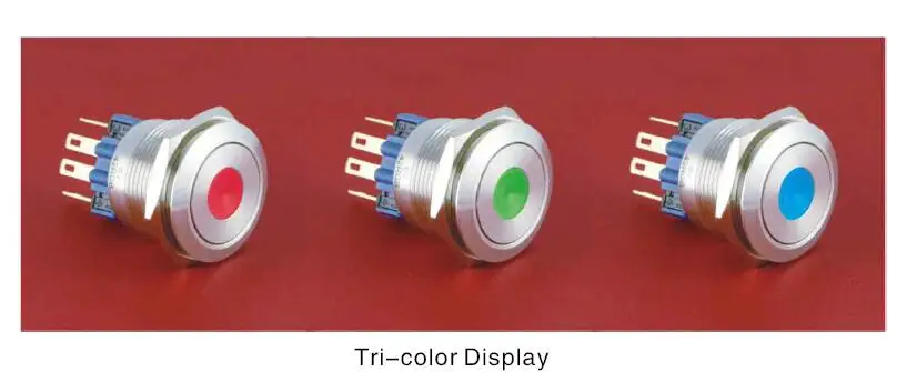 ONPOW 22 мм 1NO1NC Блокировка 6В 12В 24В трехцветный RGB точечный светодиодный кнопочный