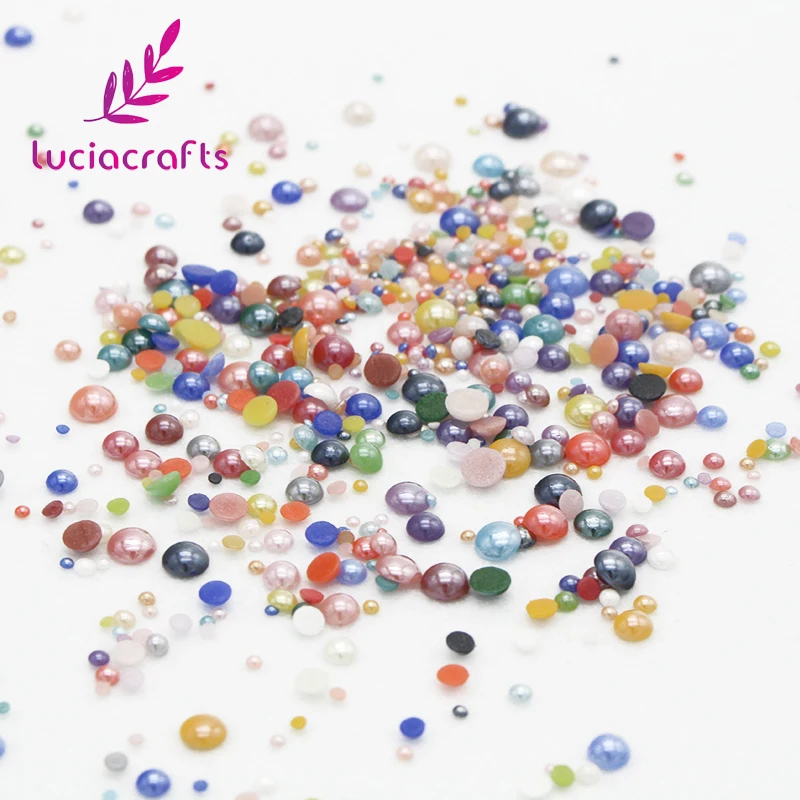 Продажа смешанных имитация жемчуга гладкие красочные полукруглые Камни DIY Flatback
