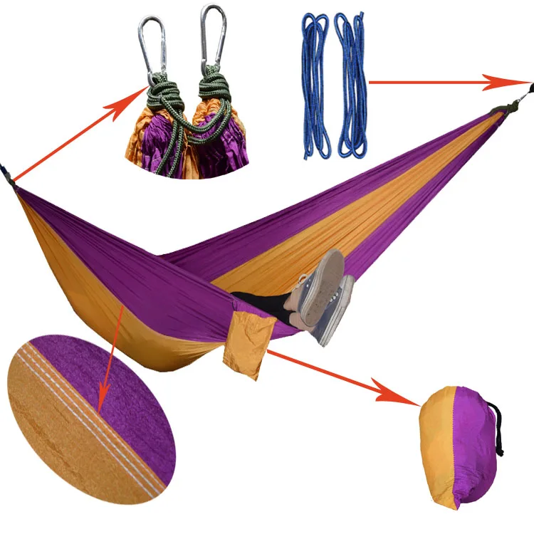 

1 pcs Portable Outdoor Hammock 2 Person Garden Sport Leisure Camping Hiking Travel Kits Hanging Bed Hammocks hangmat 5 Colors