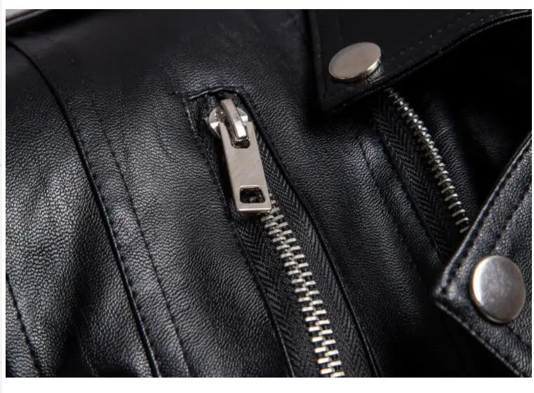 

Multiple zipper motorcycle leather jacket men Large lapel short clothes mens leather jackets and coats biker punk rock black