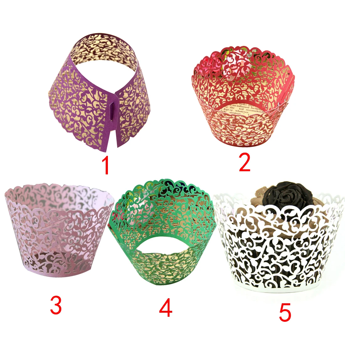 Топ моды 12 шт полые украшения свадебные филигранные винтажные обертки для кексов