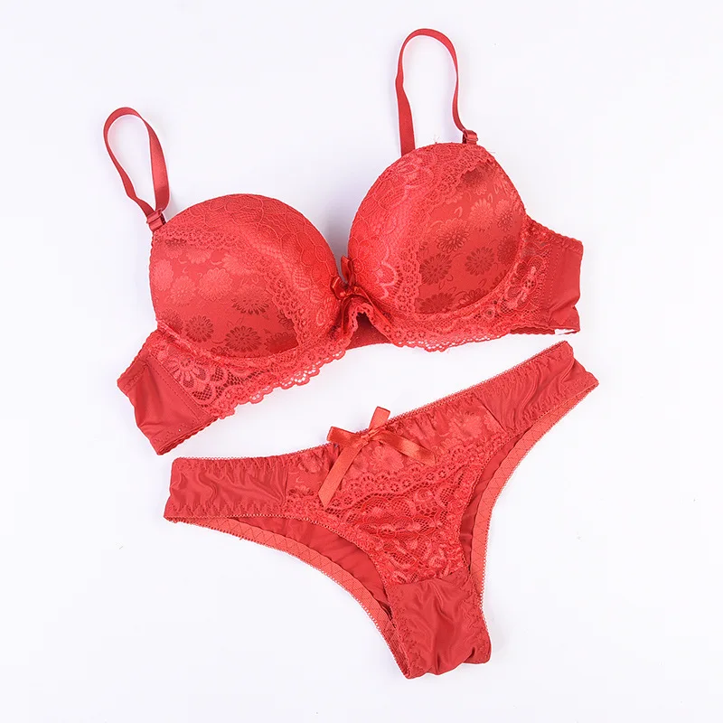 Ladychili Women Intimate Seamless Minimizer Thin Cup Big breast Bra and Tong Set Lace Skeleton Satin Patchwork Sexy N329 | Женская