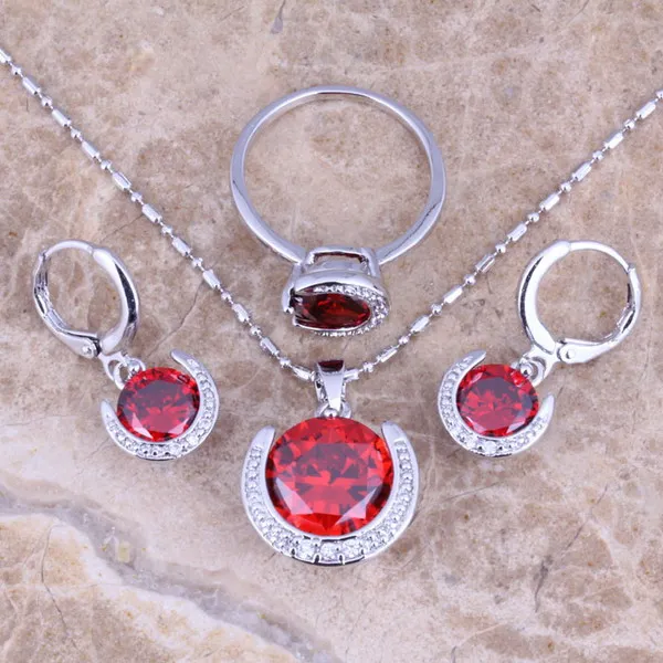 Великолепный красный гранатовый серебряное ювелирное изделие набор сережек