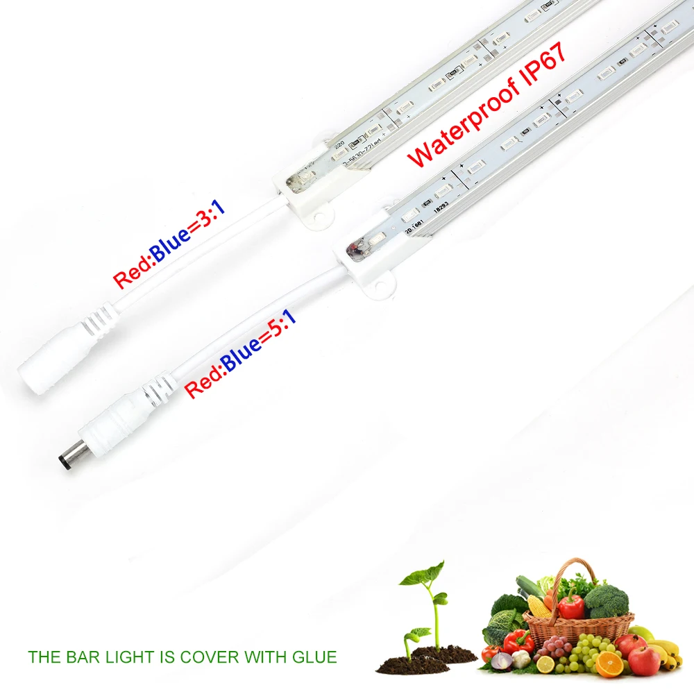 2 шт. LED Grow Light IP67 Водонепроницаемый 50 см с штепсельной вилкой постоянного тока Bar