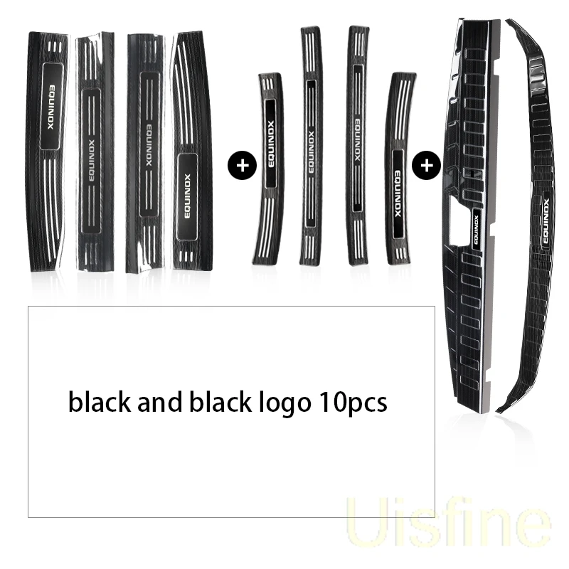 black logo 10pcs Дверные пороги из нержавеющей стали приветствуются педали багажника защитная пластина модификация Декоративные наклейки для Chevrolet Equinox - Цвет: black logo 10pcs