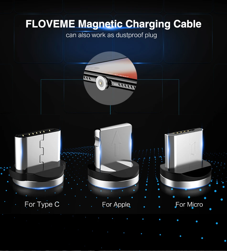 FLOVEME 3в1 Магнитный кабель usb type C кабель для Nokia 7 8 Plus Магнит Micro usb кабель для зарядки для iPhone Xiaomi samsung S5 S6