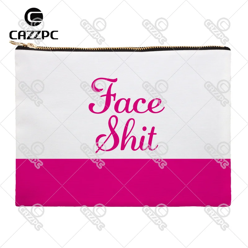 Забавная сумка с надписью для лица черная синяя холщовая принтом косметичка