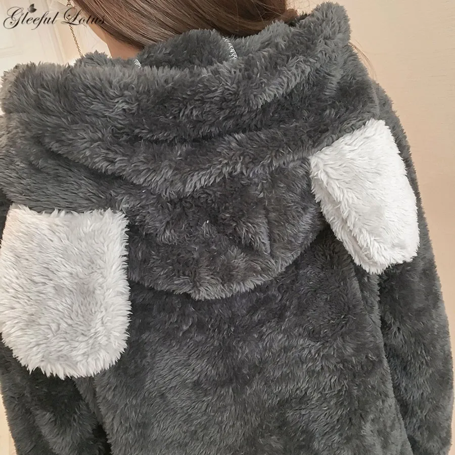 Пижама женская зимняя пижама набор кигуруми Kawaii Ночной костюм флисовая одежда