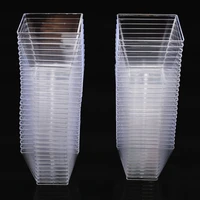 50pcs 2oz60ml disposable square cup plastic food cup for cake dessert cups cube pudding mousses yougurt jelly container