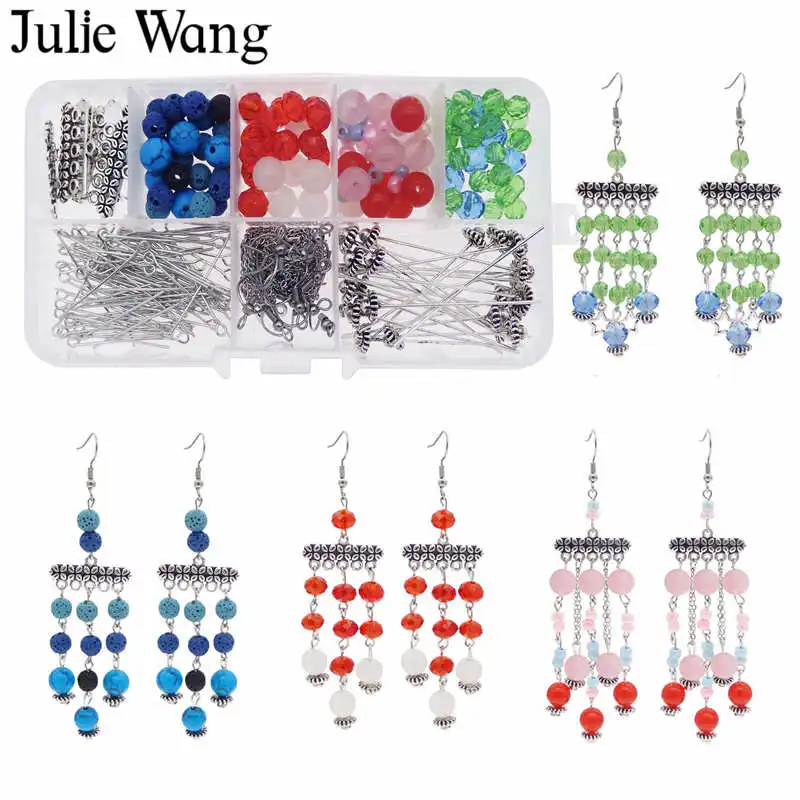Julie Wang 1 коробка каменные бусины крючок для ушей Колечки аксессуары изготовления