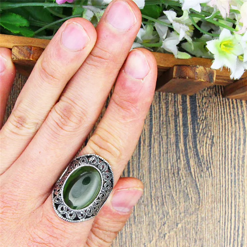 Oval Transparent Crystal Rings For Women Antique Silver Plated Flower Plant Fashion Jewelry TR684 | Украшения и аксессуары