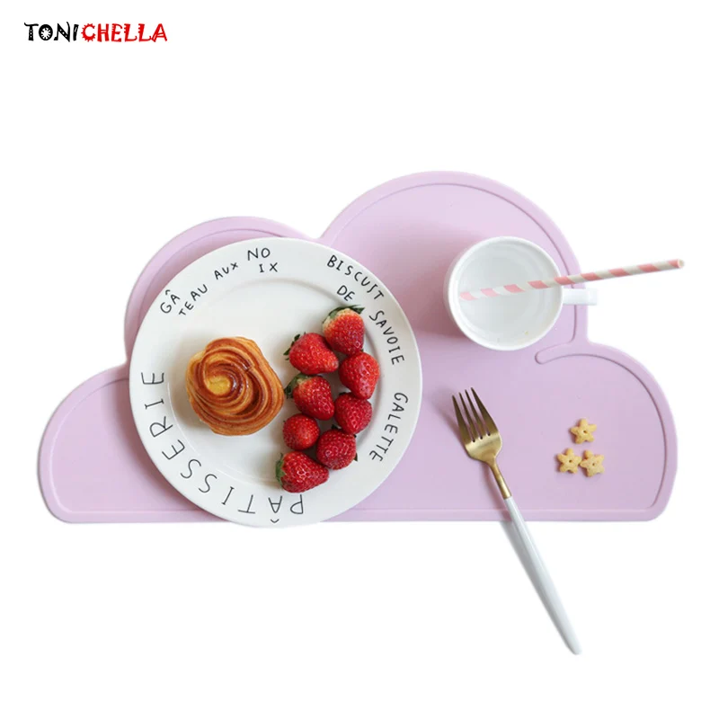 

Infant Food Feeding Placemat Children Silicone Table Mat Cloud Shape Baby Non Slip Bib Antiskid Tray Toddler Dishes T0521