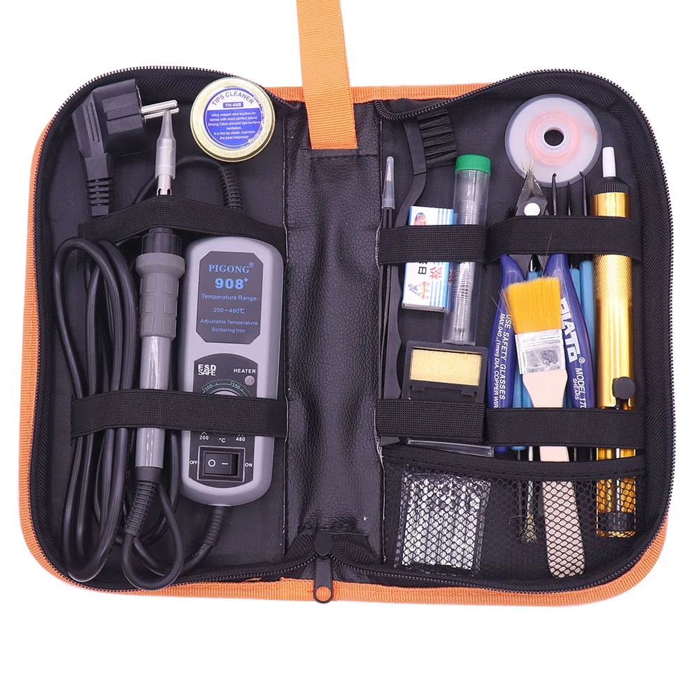 

PIGONG 908+ LED Digital Soldering Station Mini Portable Adjustable Electric soldering iron Welding tools kit set