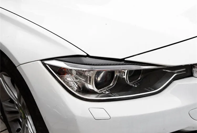 2 шт углеродное волокно Верхняя и нижняя накладки на фары для BMW F30 320i 325i 316i