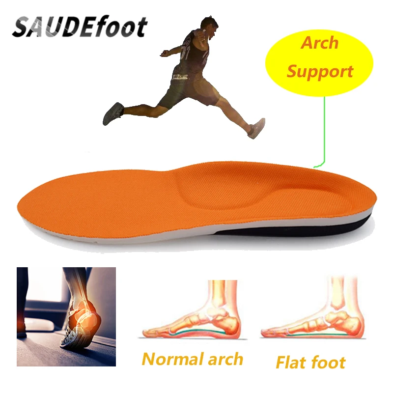 Saudefoot Shock Absorption Sport Shoes Insoles Arch Support High Elasticity Foot Pads Memory Foam Sneaker Insert for Unisex