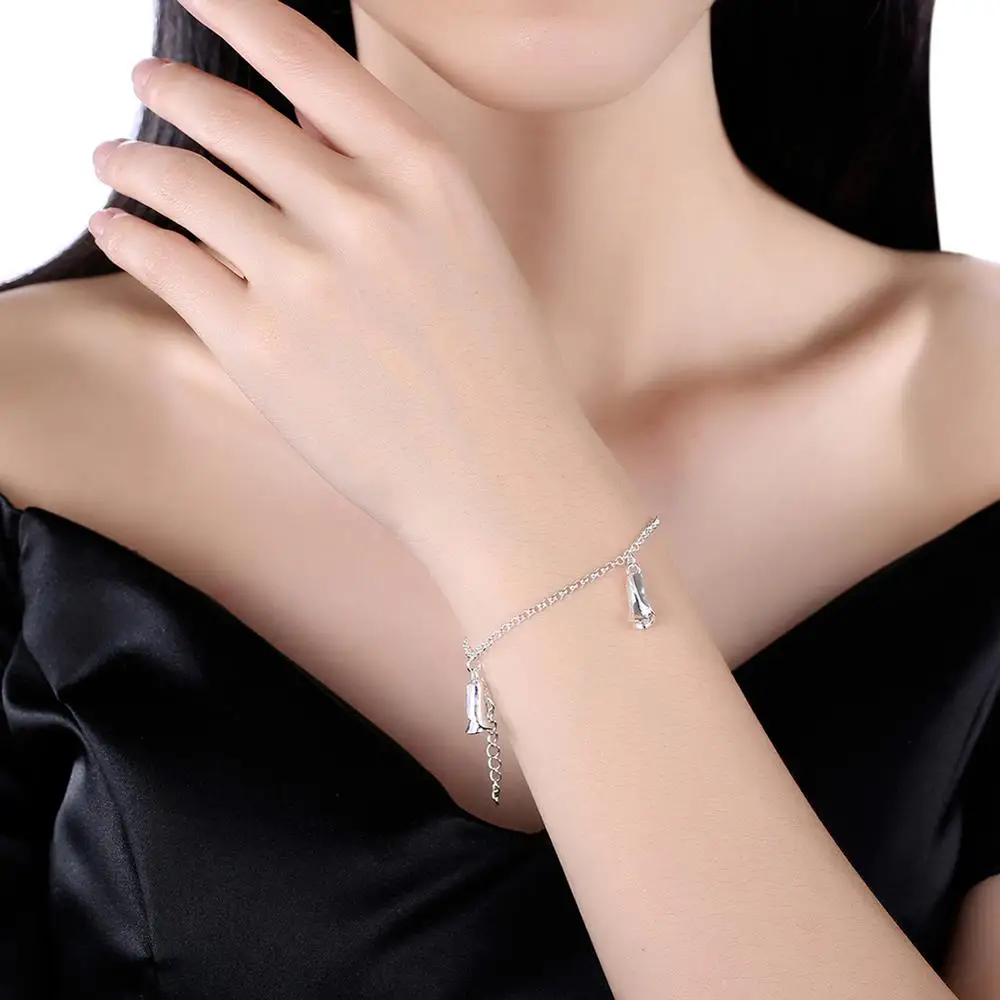 Женский серебряный браслет-цепочка со змеиным плетением регулируемый браслет с