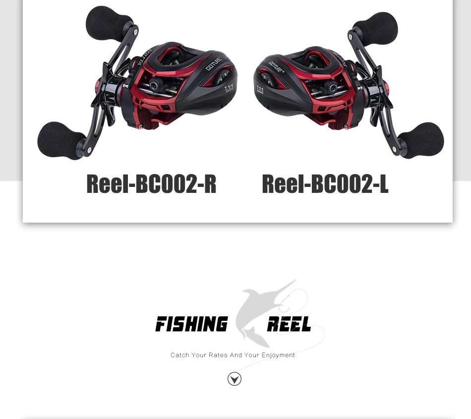 Goture Scotta катушка для baitcasing 8 кг Макс Drag 7+ 1 BB 7,1: 1 Магнитная и двойная тормозная система высокоскоростное рыболовное колесо для приманки
