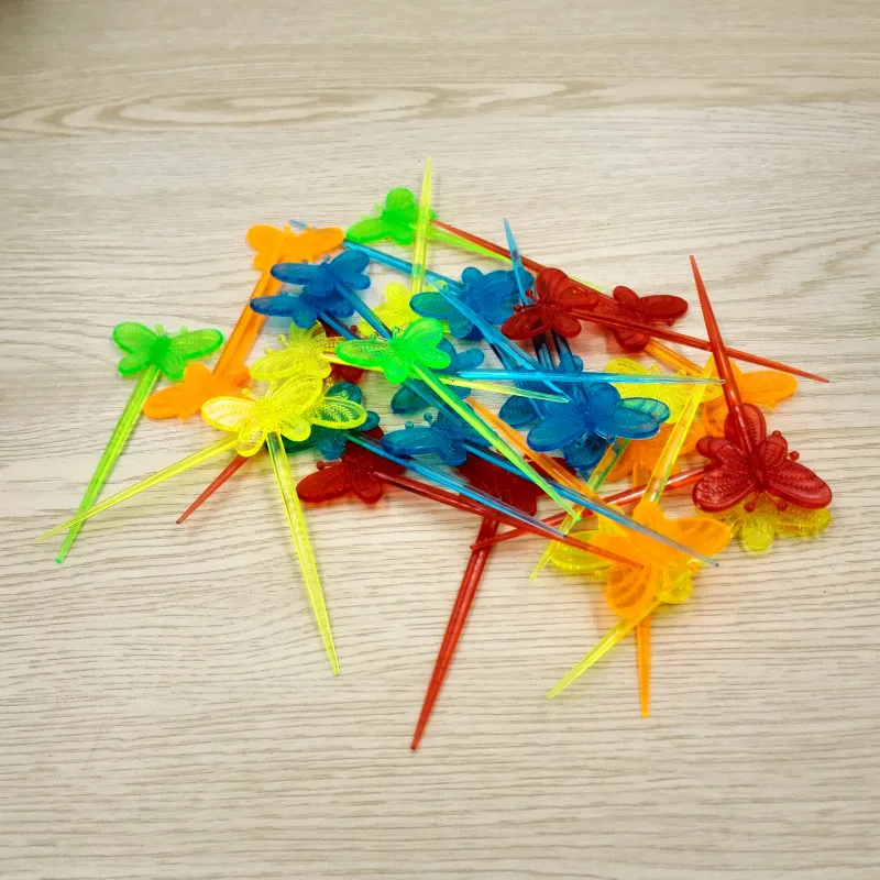 200 шт. Симпатичные Бусины с кристаллами и бабочками Фруктовые палочки вилкой