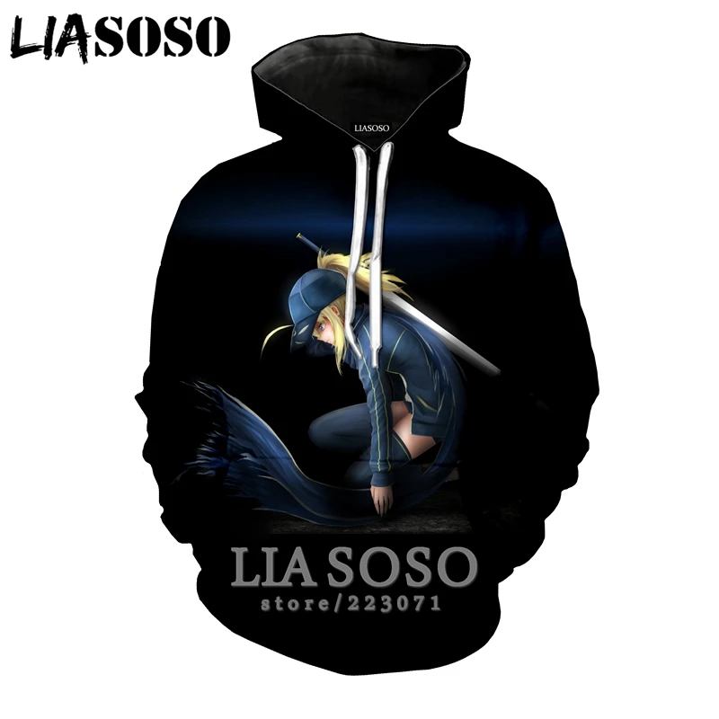 LIASOSO зимняя новая модная Толстовка для мужчин и женщин с 3D принтом аниме Fate Stay Night толстовка унисекс с длинным рукавом Повседневный пуловер A107-26 - Цвет: 16