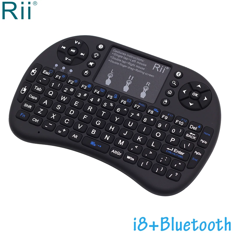 

[20 шт./лот] Беспроводная мини-клавиатура Rii i8 + с подсветкой, Bluetooth, Воздушная мышь с тачпадом для ТВ-приставки Android, мини-ПК, проекторов
