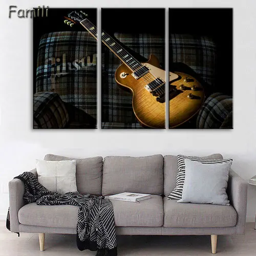 Холст стены Книги по искусству некадрированным Home Decor Фотографии комплект из 3 предметов Электрогитары Картины Винтаж музыкальный инструмент Плакаты HD с Пэн - Цвет: Фиолетовый