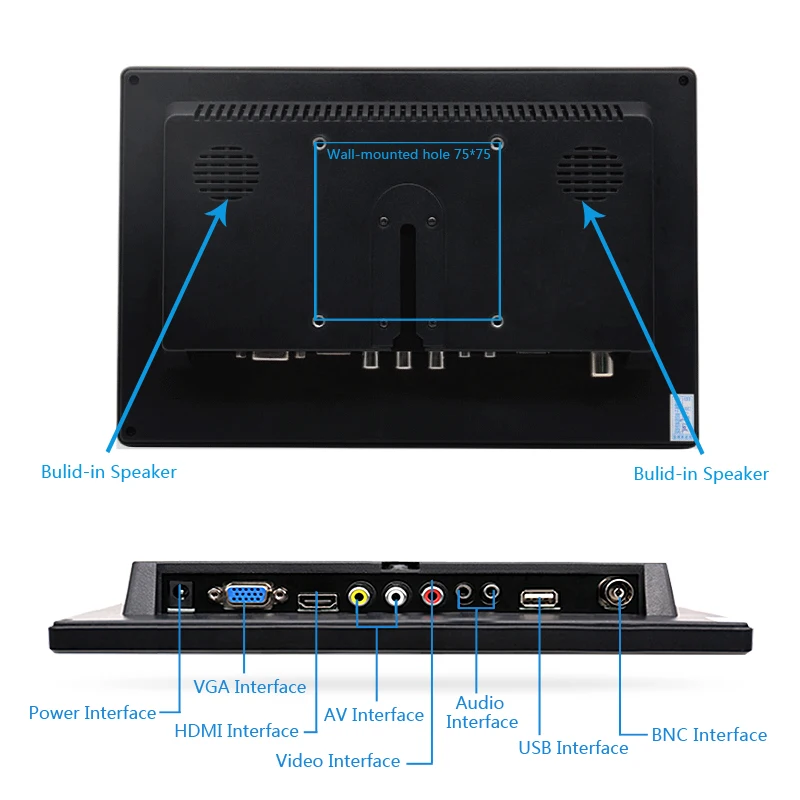 10 1 дюймовый IPS сенсорный экран портативный монитор HD 1280x800 цветной с AV/VGA/HDMI/USB для