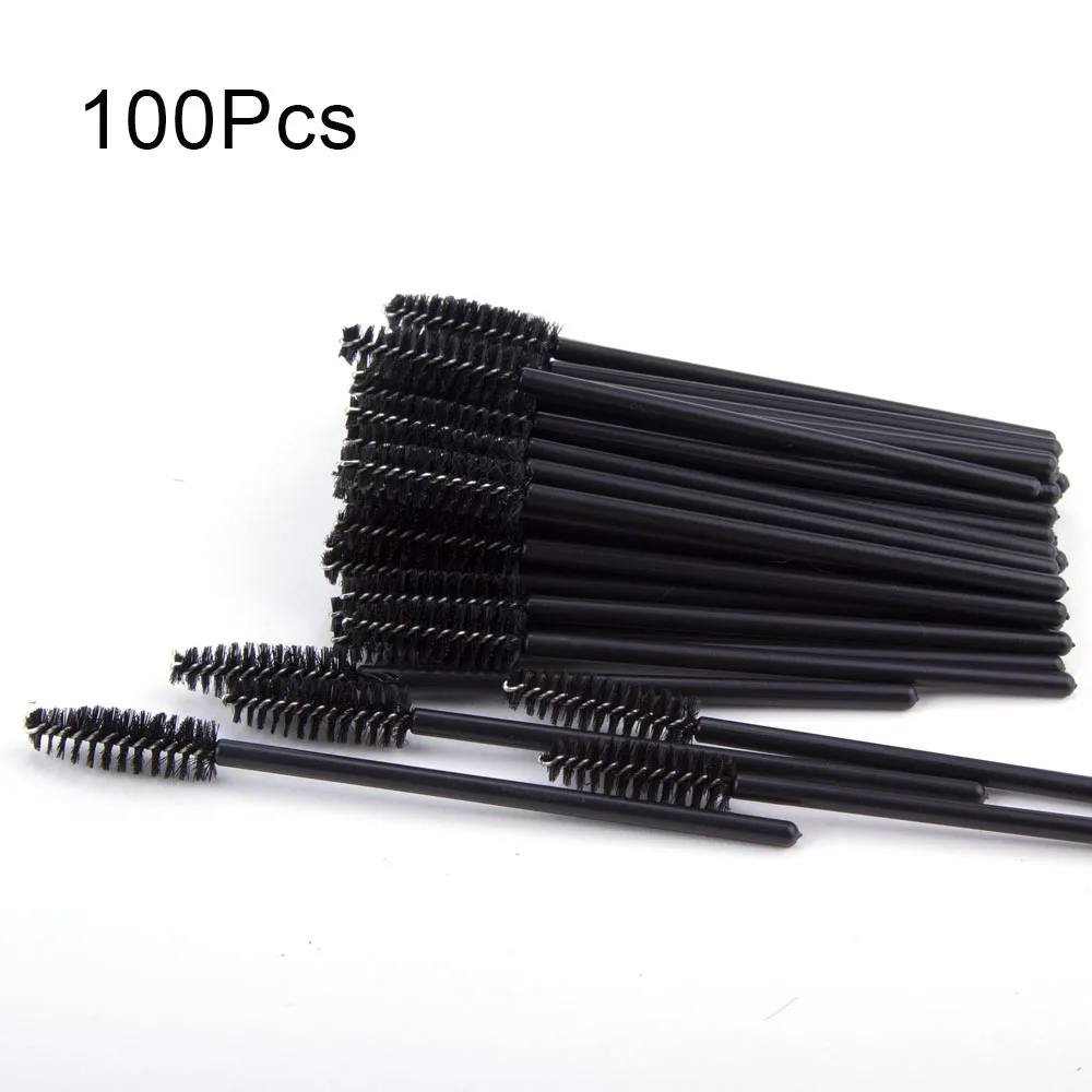 50/100Pcs Disposable Eyebrow Brush Mascara Wands Applicator Spoolers Eye Lashes Brushes Eyelash Extension Makeup Accessories - Цвет: 100pcs black