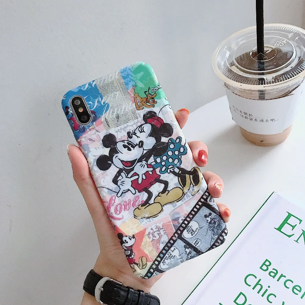 Матовые чехлы для телефонов iphone X XR XS Max с Микки Маусом Жесткий Чехол 6 6s 7 8 plus