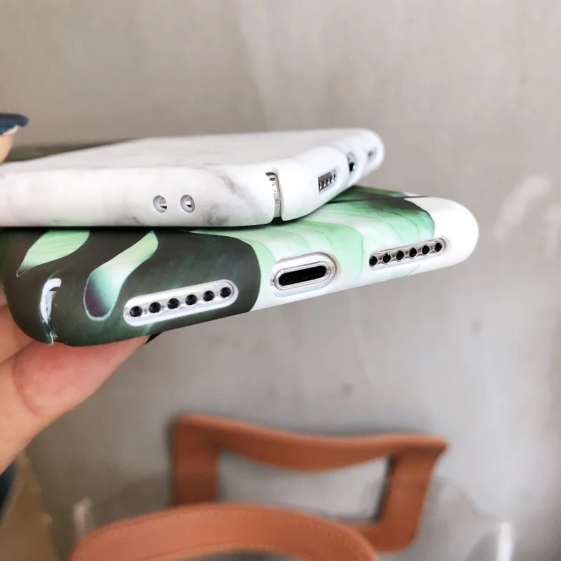 Чехол для iphone 7 7plus 8 8plus X чехол ПК с тропическими зелеными листьями силиконовый