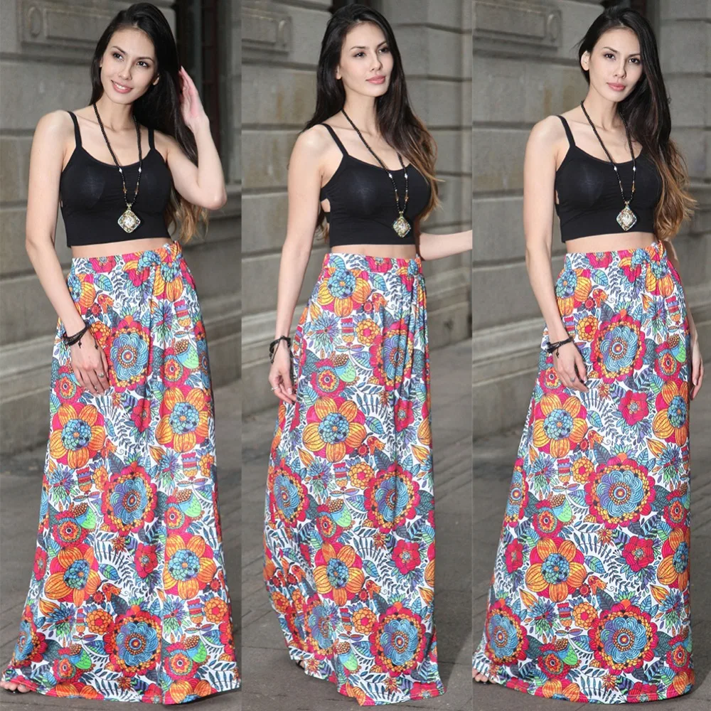 Юбки Длинные 2017 Шелк Дамы Новый Летний Повседневная Горячая европа И Америка