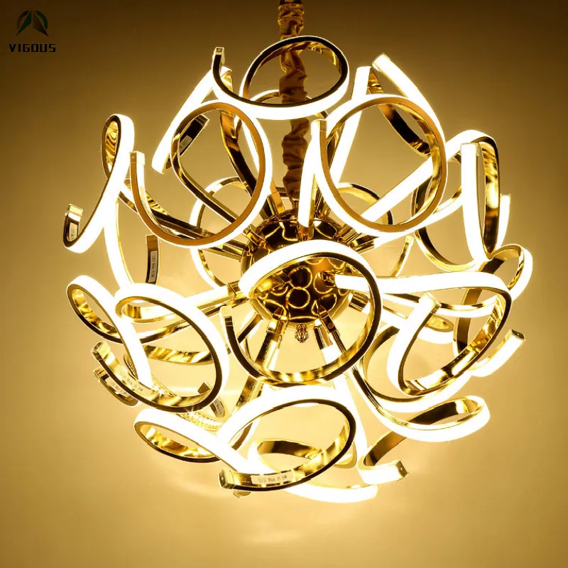 

Modern Lustre Luminarias Aluminium Led Chandelier Curved Flower Round Style Chandelier Lighting for Foyer Hanging Lamp for Table