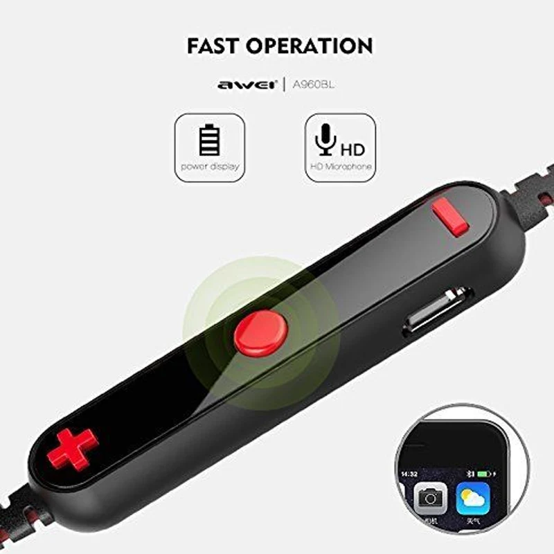 Awei A921BL Bluetooth наушники спортивные беспроводные магнитные стерео с микрофоном
