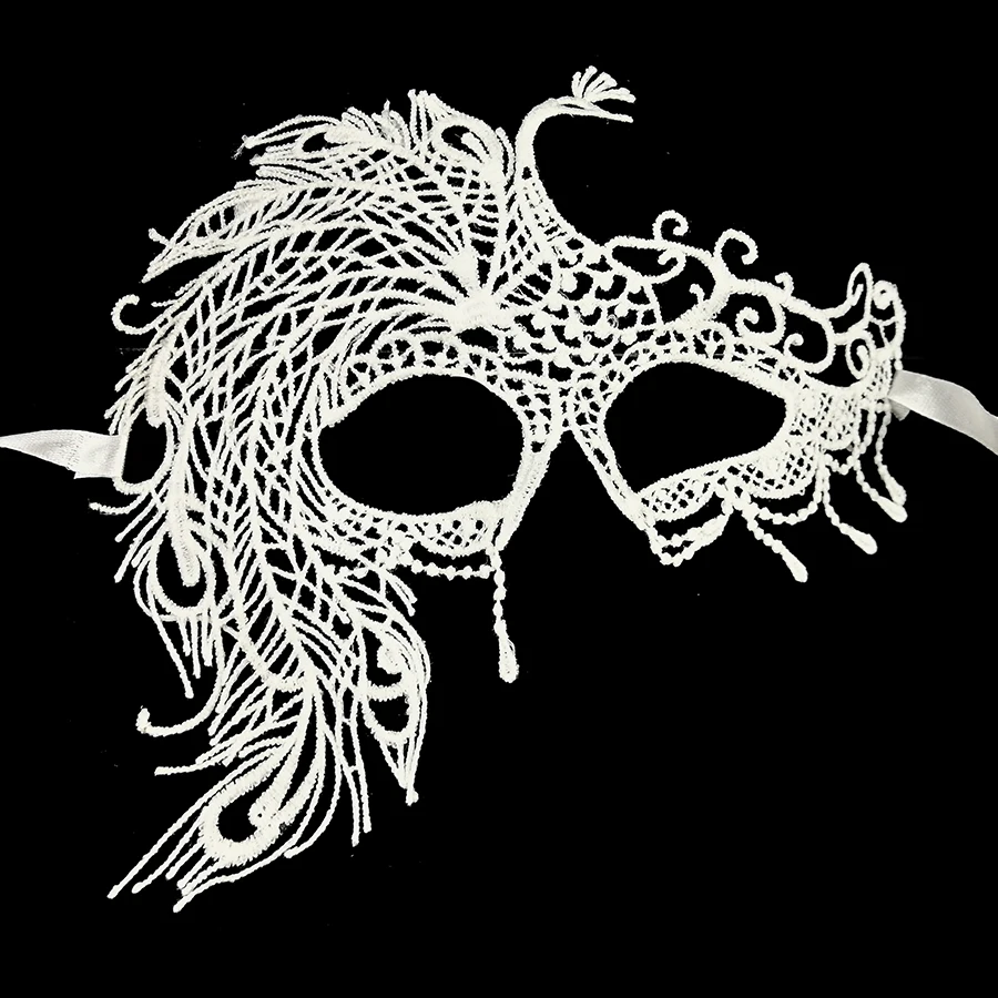 White Lace Sexy Masquerade Mask Catwoman Halloween Cutout Prom Party Accessories Carnival Fancy Dress Costume | Дом и сад