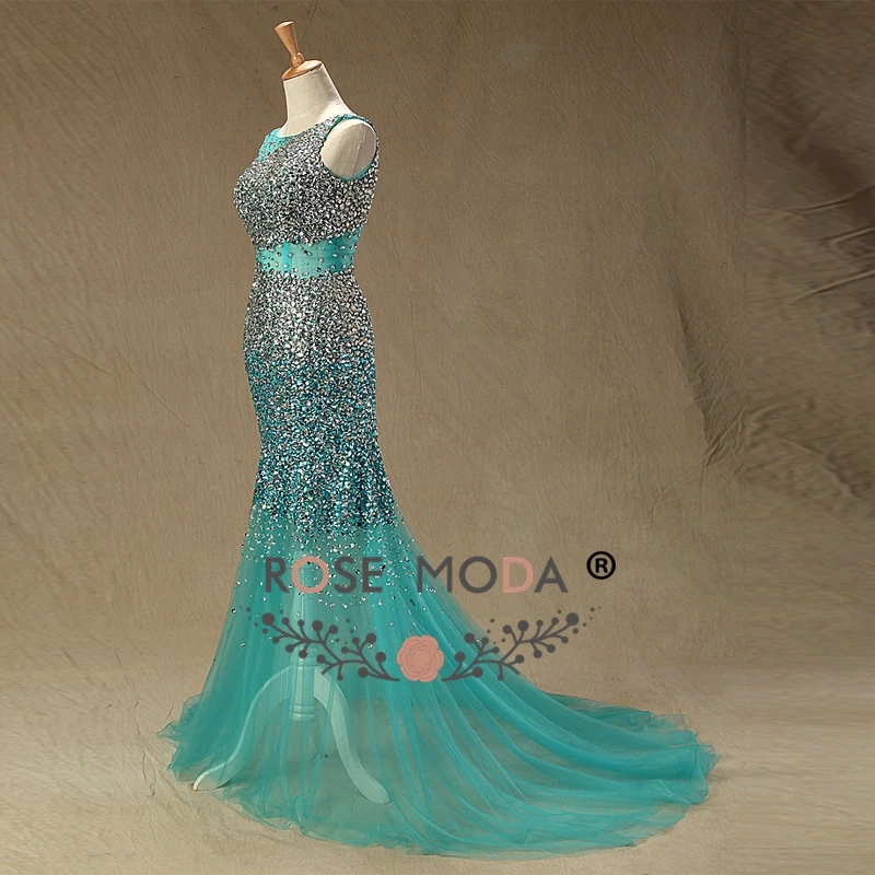Платье для выпускного вечера Rose Moda блестящее полностью украшенное кристаллами