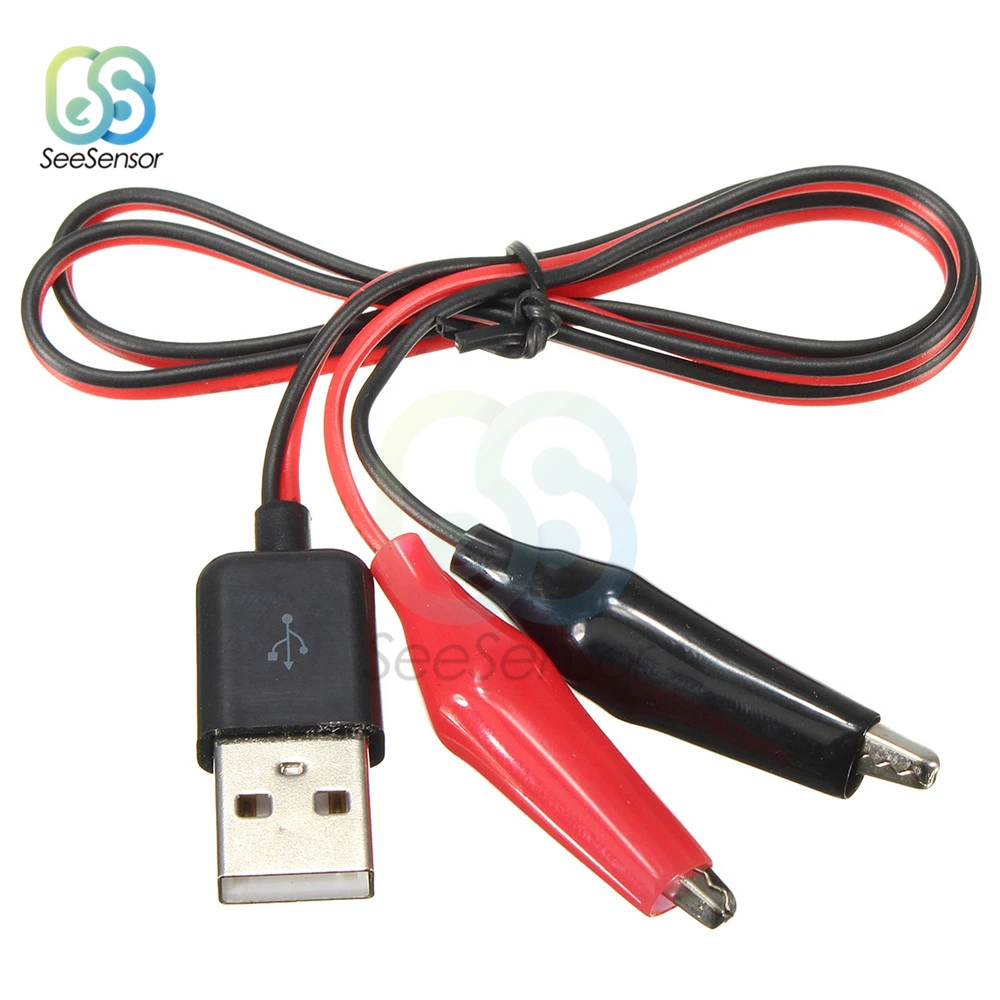 Аллигатор тестовые зажимы зажим к USB папа адаптер кабель Разъем питания провод 60