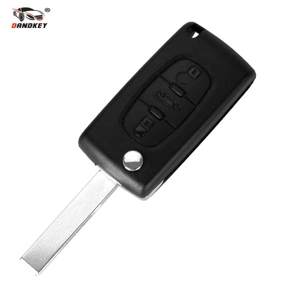 Dandkey 3 Кнопка флип чехол для ключей Shell Peugeot 307 308 407 607 с лезвием groove|buttons buttons|buttons 3button