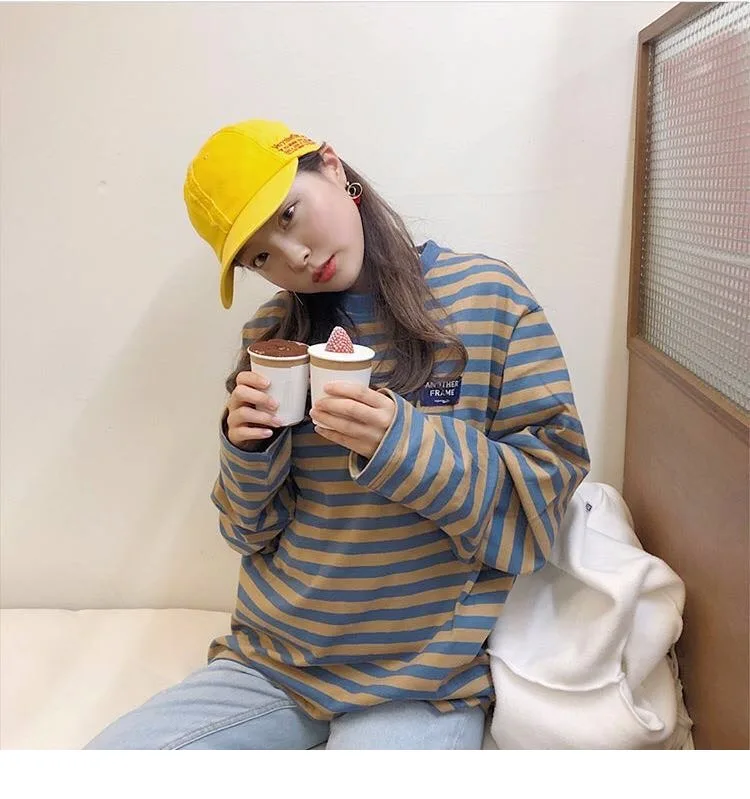 YouGeMan модная толстовка женская осенняя одежда корейская Ulzzang Harajuku полосатые толстовки с длинным рукавом толстовки женские повседневные топы