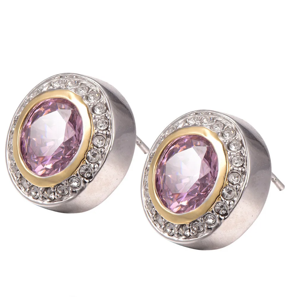 

Серьги из серебра 925 пробы с розовым хрустальным цирконием, TE629
