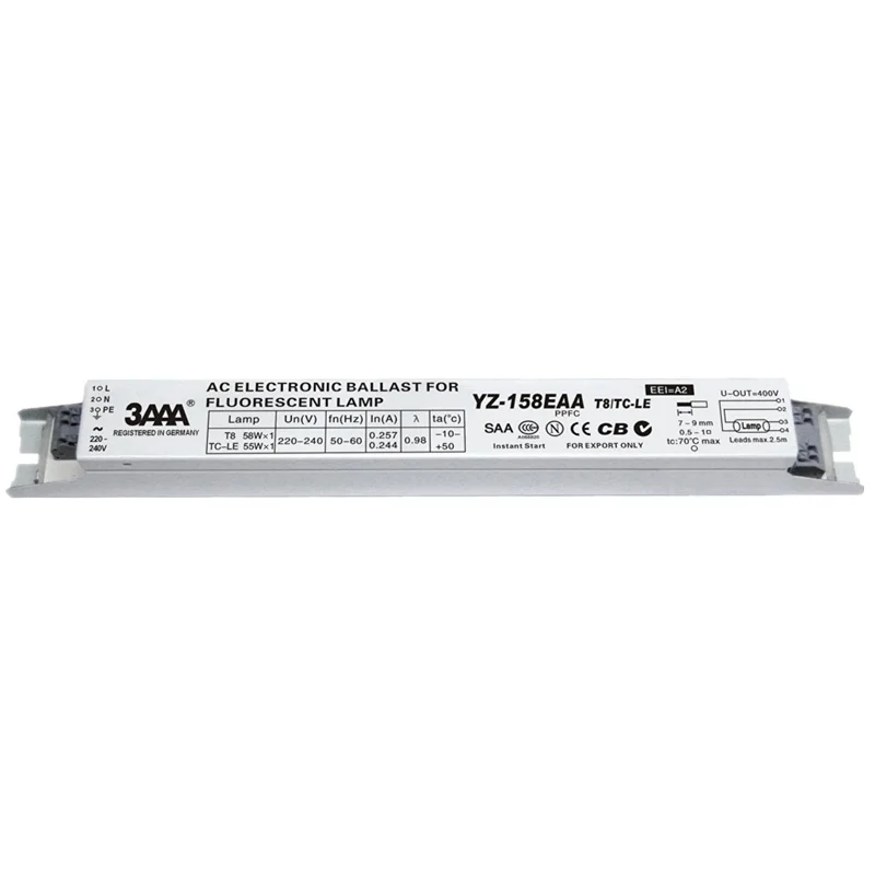 220V YZ-158EAA YZ-258EAA T8/TC-L 2*58W 2*55W электронный балласт для T8 55W люминесцентная лампа 58W Реклама Светильник коробка выпрямителя