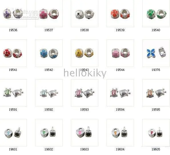 100 шт. смешанные бусины из цинкового сплава с эмалью и большим отверстием M19637 |