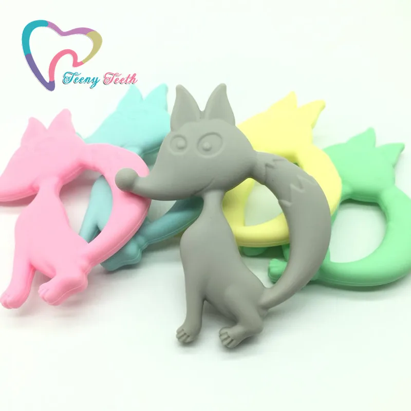 

Teeny Teeth 10 PCS BPA Free Silicone Fox Teether Pendant DIY Baby Animal Pacifier Dummy Nursing Sensory Teether Toy Accessories