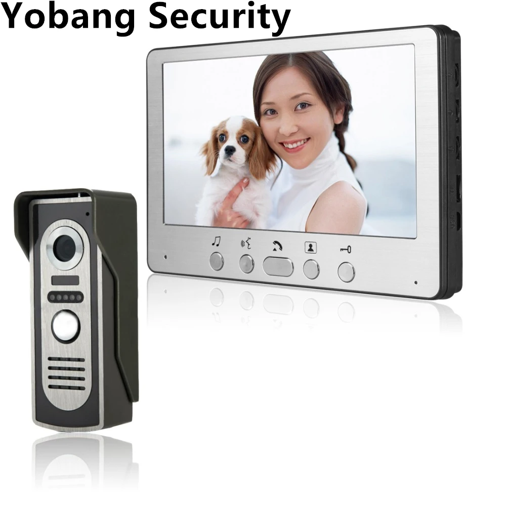 Yobang Бесплатная доставка 7-дюймовый цветной видеодомофон комплект монитора ИК