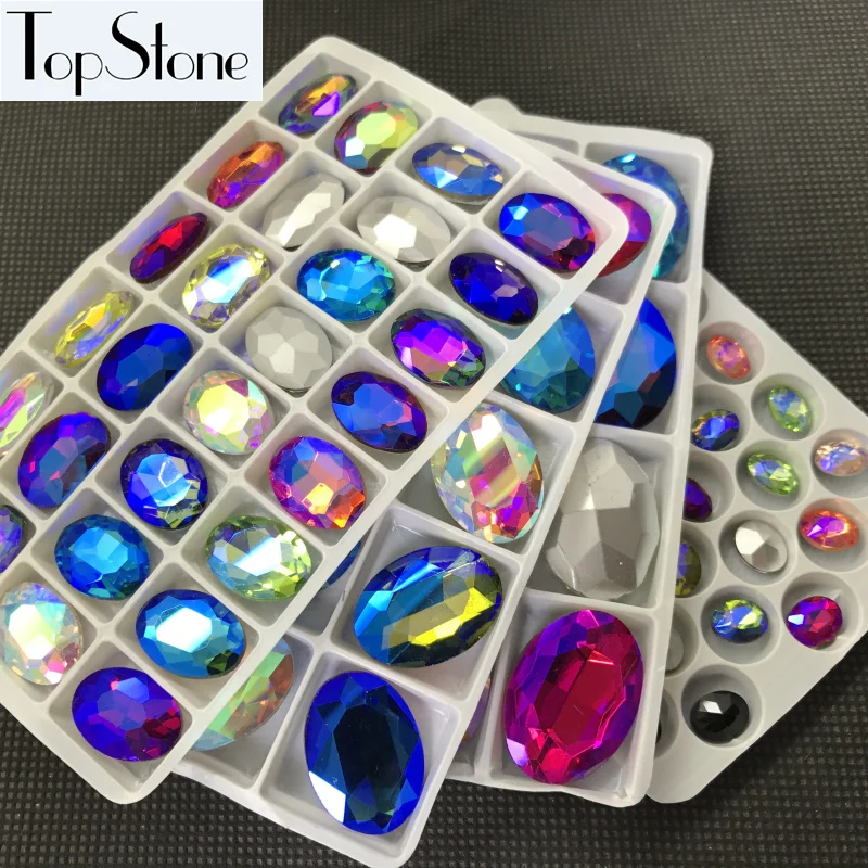 Топстон цвета AB Овальный причудливый Камень задняя сторона лампы размеры 6x8 мм 8x10