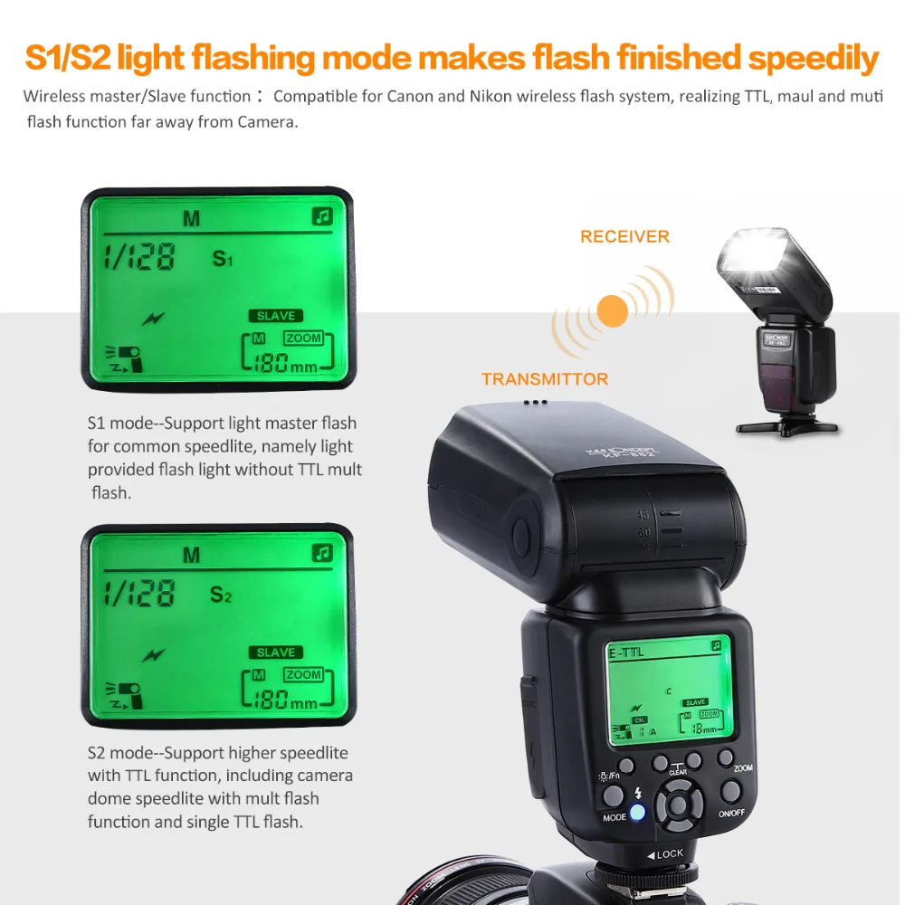 K &amp F CONCEPT KF-882 Вспышка Speedlite e-TTL Высокоскоростная синхронизация HSS 1/8000s GN58 S1 S2 2 9 s