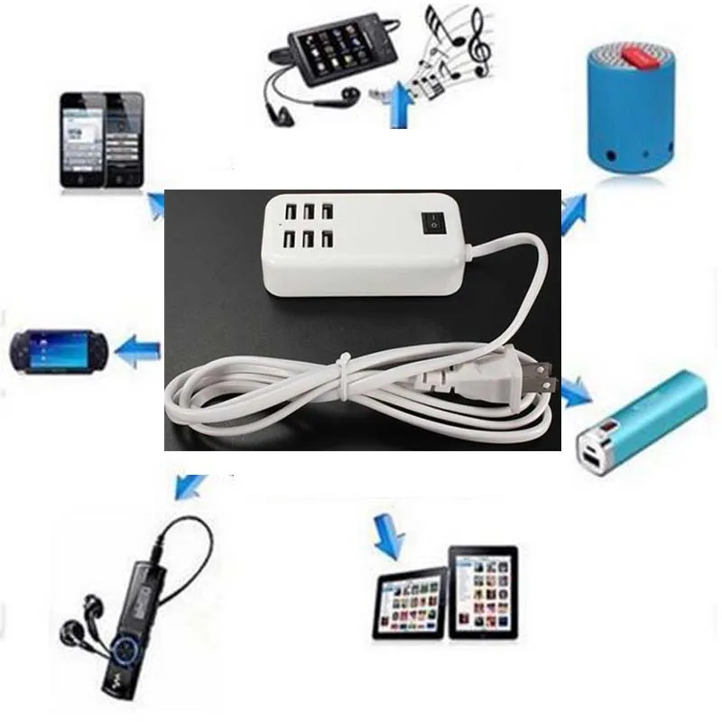 Универсальный 6 Порты портативный usb-концентратор настольное настенное зарядное
