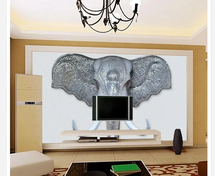 Индивидуальные 3d обои настенные фрески HD атмосфера слон рельеф ТВ красота