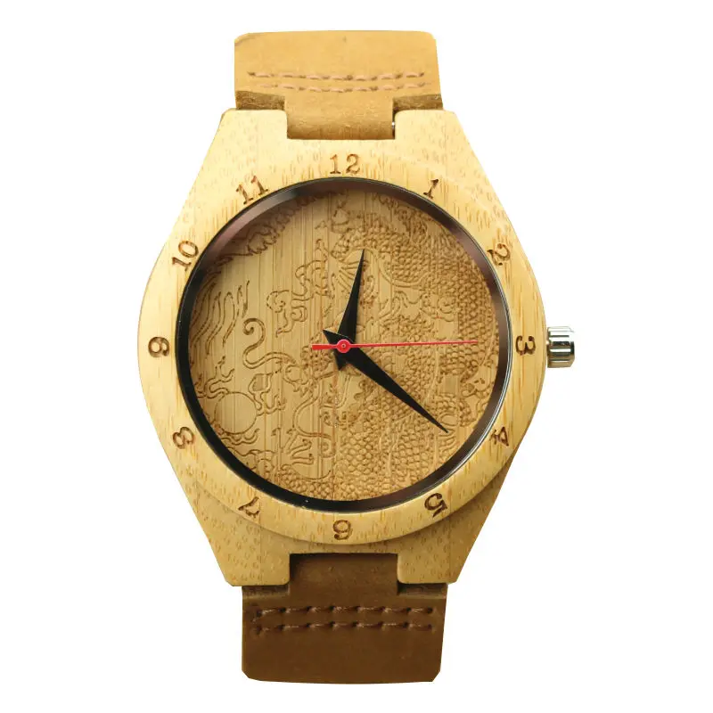 Акция Мужские кварцевые часы ручной работы с изображением дракона из