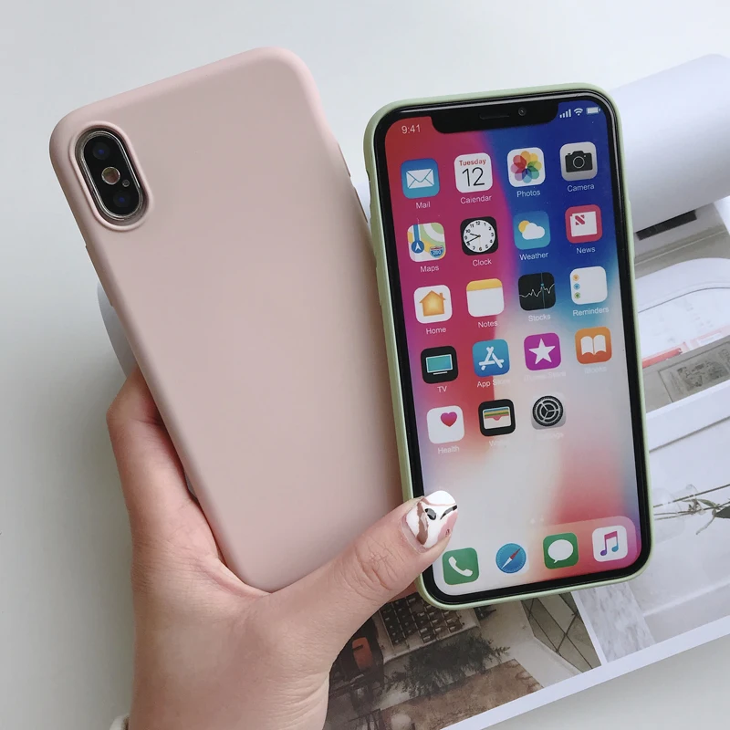 Жидкий силиконовый чехол для iPhone X XR XS Max мягкий сенсорный глянцевый 7 8 6 6S Plus