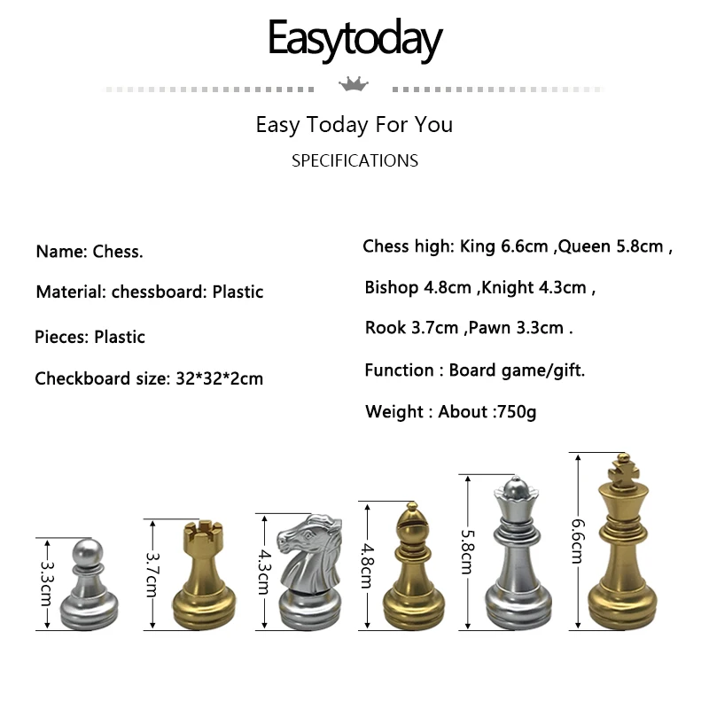 Easytoday пластиковая шахматная игра складная доска магнитные шахматы стандартные